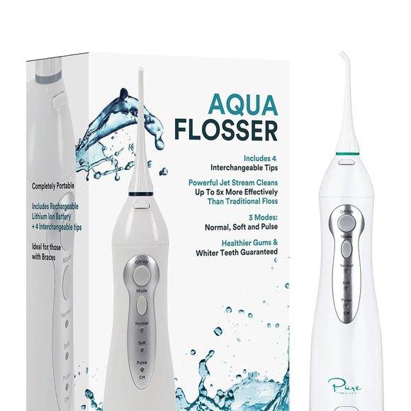 NEW AQUASONIC White Water Flosser with 4 Tips & Travel Pouch - Picture 6 of 11